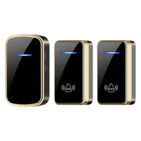 CACAZI Smart Waterproof Wireless Doorbell 300M Long Range Outdoor Smart Home 60 Ringtone Adjustable 2 Buttons 1 Receiver EU Plug
