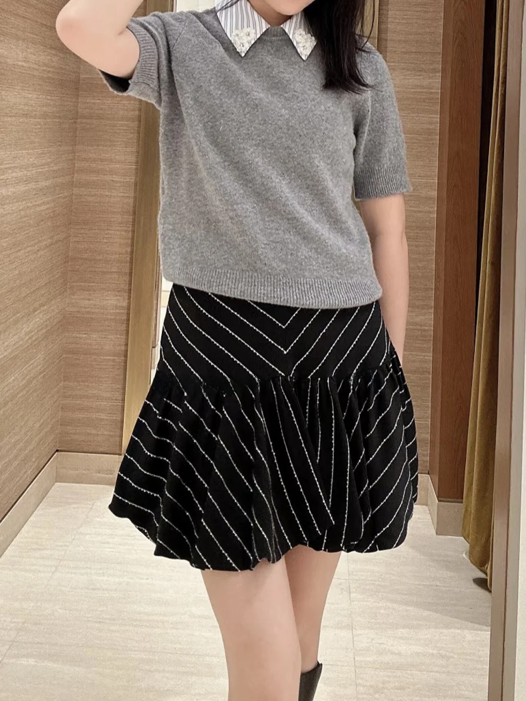 

Женский полосатый трикотажный пуловер на раннюю весну, универсальный мягкий топ в стиле французского двойного трикотажа, повседневная одежда