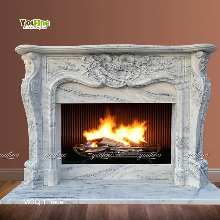 

Ручная резная форма камина из натурального камня из современного белого мрамора