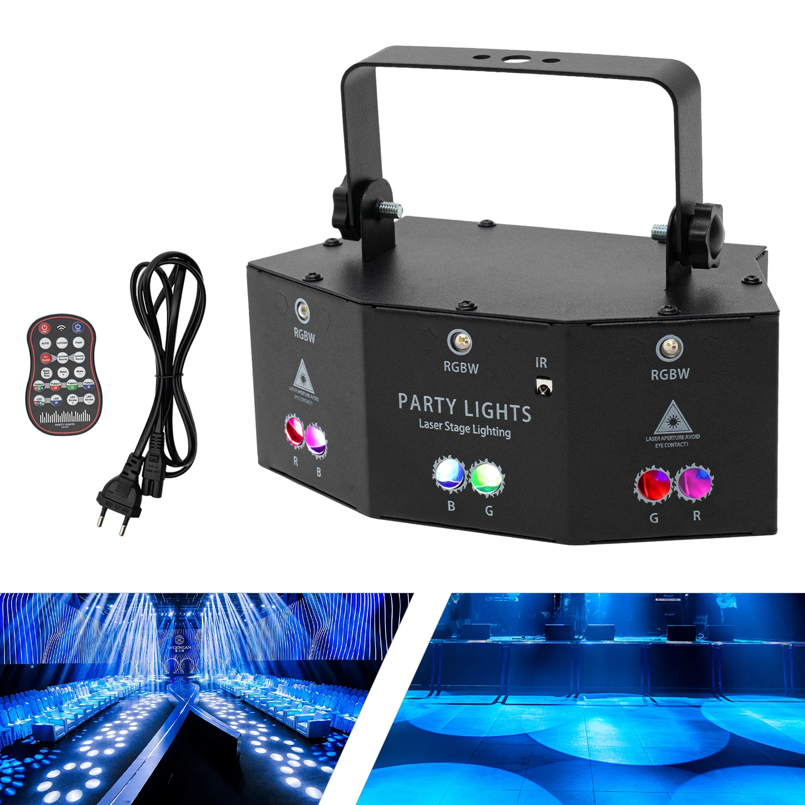 9 Eyes Strobe Stage Light DJ Party Strobe Lights Sound Activated Projector with Multiple Control Modes DMX Music Show KTV Light