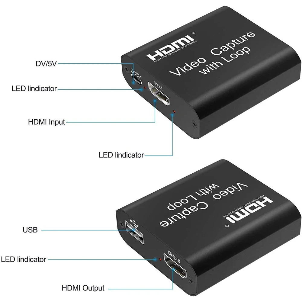 4K HDMI Video Capture Card, USB 2.0 Game Capture Card 1080P Capture Adapter For Streaming, Teaching, Video Conference Or Live