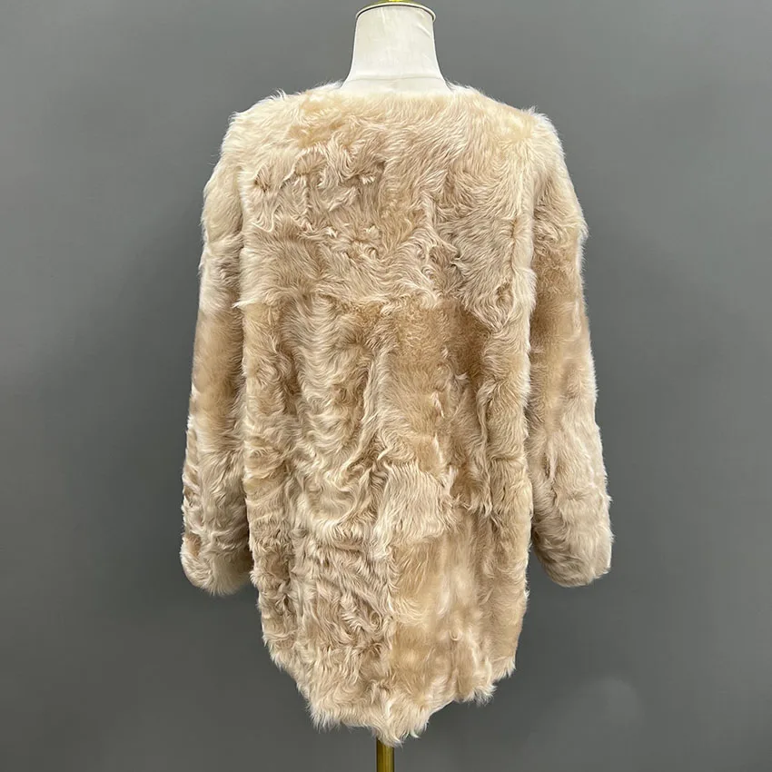 Janefur الخريف الشتاء النساء سترة جلد الغنم شيرلينغ معطف الفراء الطبيعي موضة الدافئة السيدات رقيق معاطف الفرو JFB9-25007