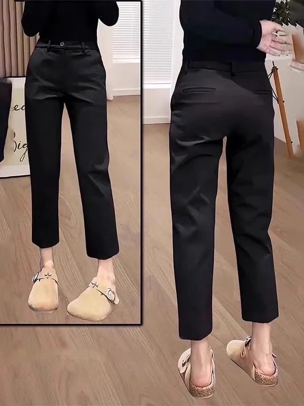 Bla Casual Tailored Pants Women's Spring Autumn New Sle Korean Version Versatile Elastic Slimming ort Straight e Tu...