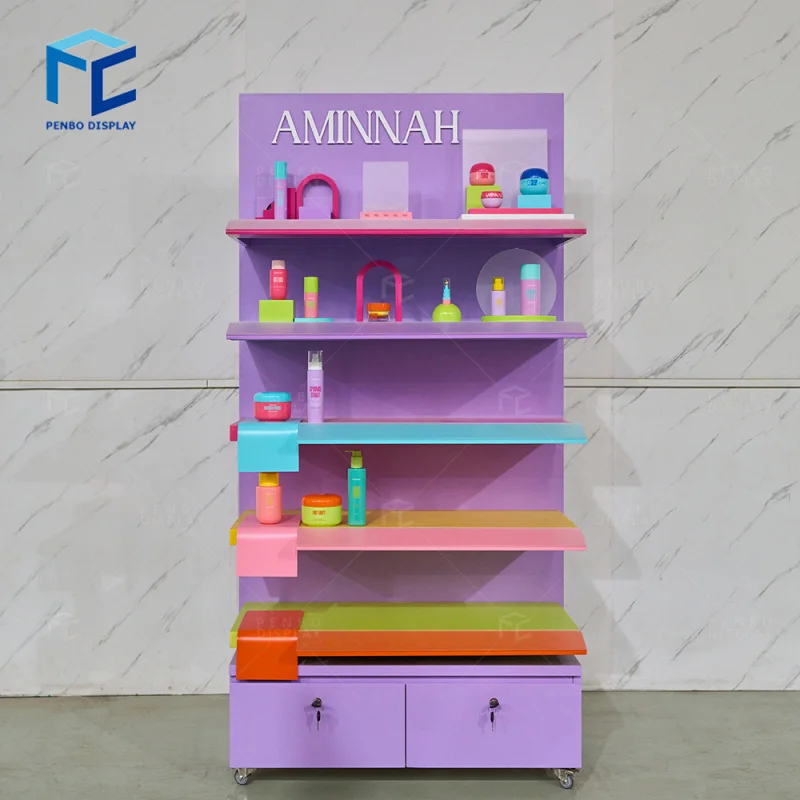 

2025customized.Modern Cosmetic-store-display Trade Show Booth Display Cosmetics Showroom Led Light Shelf Cosmetic Display Fu