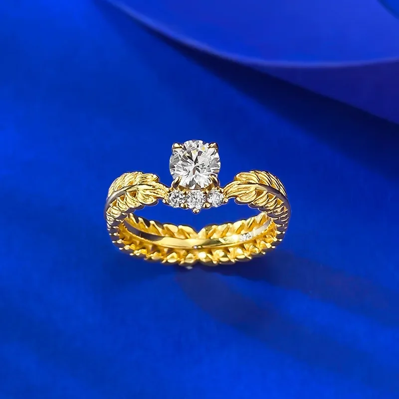 2025  S925 silver gold-plated 50 cent wheat ear ring with classic design, retro style wedding jewelry