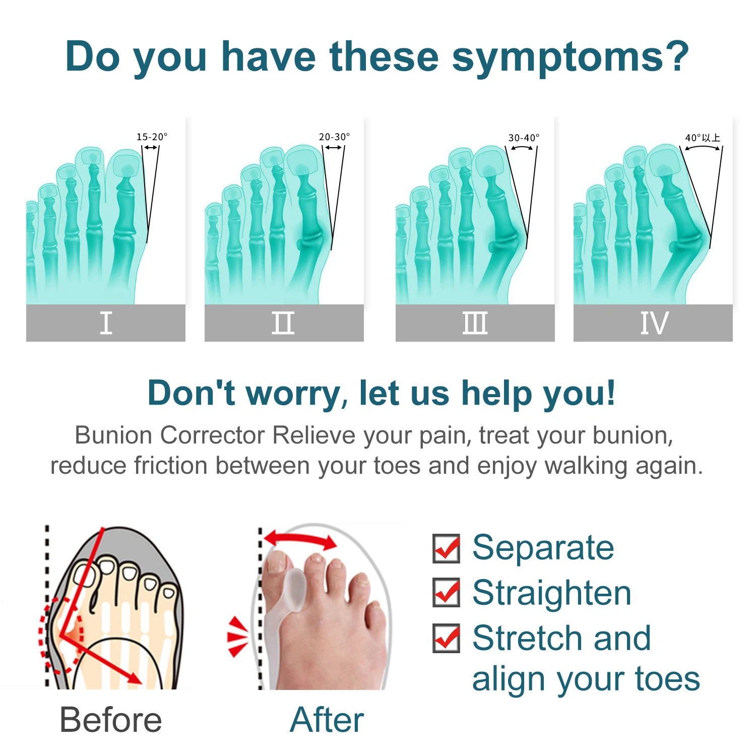 

2/4/6/10Pcs Big Toe Separator Thumb Bunion Hallux Valgus Straightener Corrector Silicone Foot Toe Overlap Adjuster Pedicure Tool