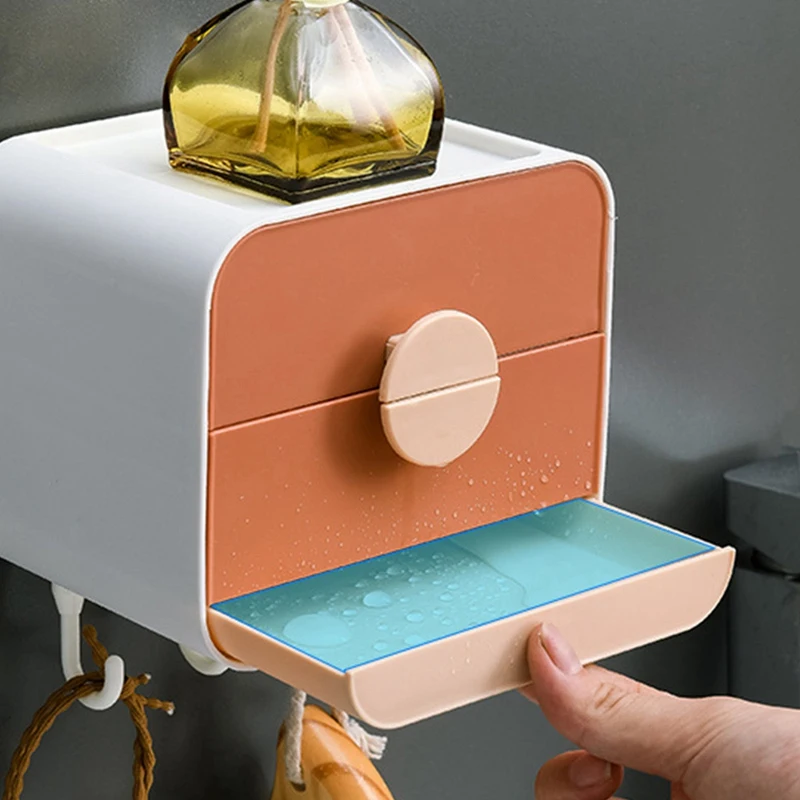 Portasapone a doppio strato montato a parete Portasapone di scarico Scatola portaoggetti per bagno Accessori per il bagno di casa