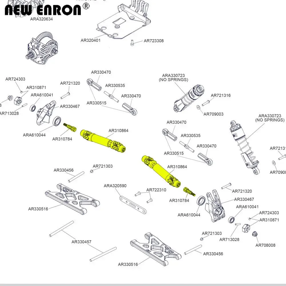 NEW ENRON RC Harden Steel Axle Driveshaft CVD Replacement AR310780 AR310864 AR310784 for ARRMA 1/10 Senton Granite 1/8 TYPHON