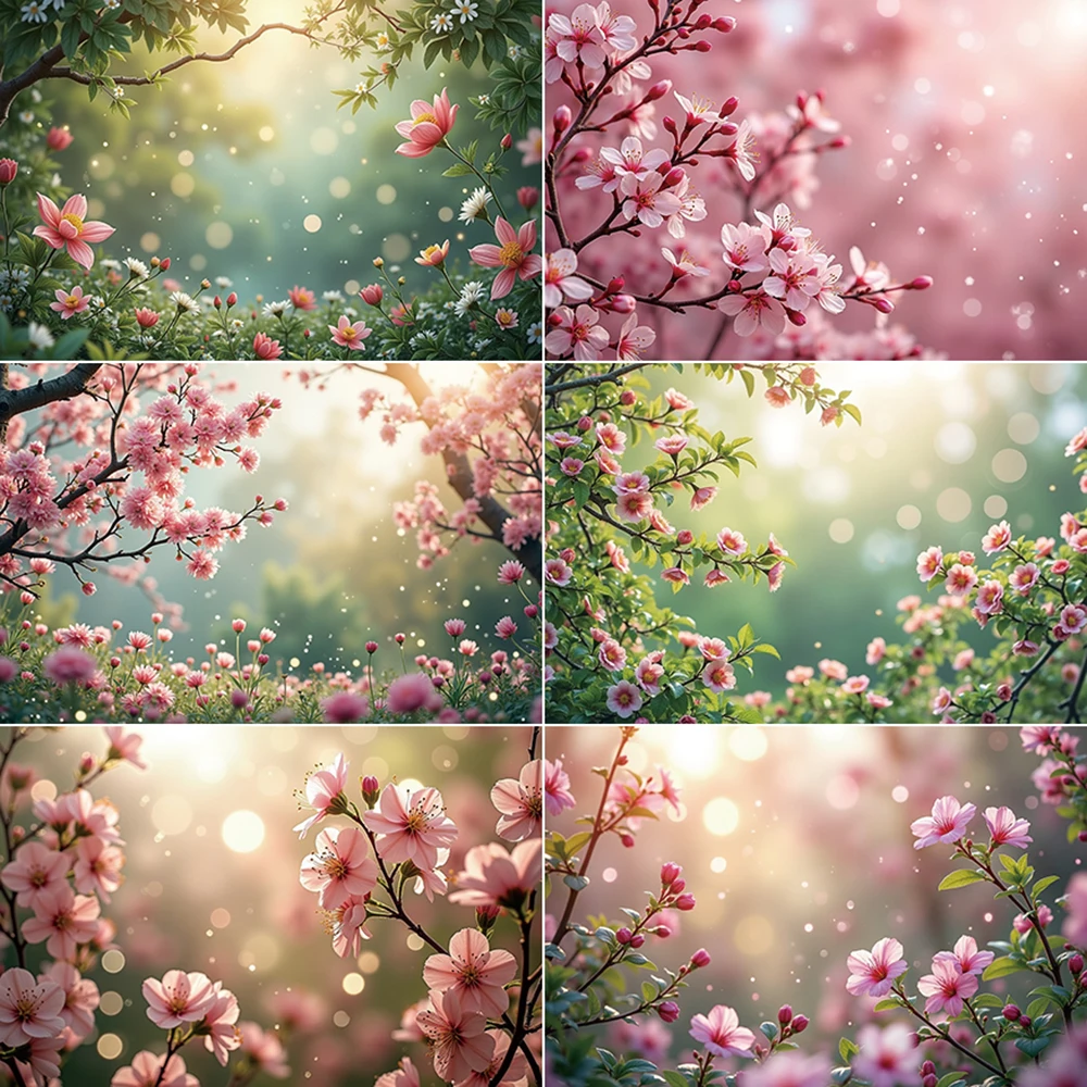 

MOON.QG Spring Flower Background Photography Fairy Tale Peach Blossom Natural Scenery Photozone Backdrop Children Studio