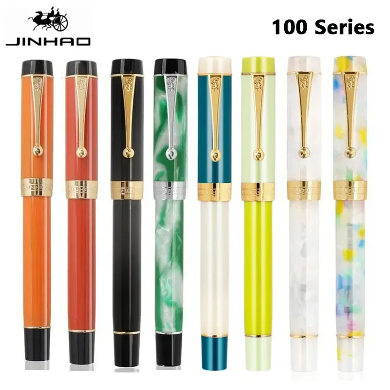 Jinhao 100 Fountain Pen Transparent Resin luxury Pen M/F/EF/1.0mm Extra Fine Nib Writing Pens Stationery Office School Supplies