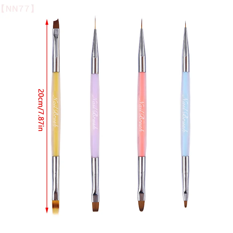 مزدوج الرأس كريستال أكريليك مقبض فرشاة الأظافر بطانة فرشاة اللوحة القلم هلام فرشاة كريستال مسمار الفن مانيكير