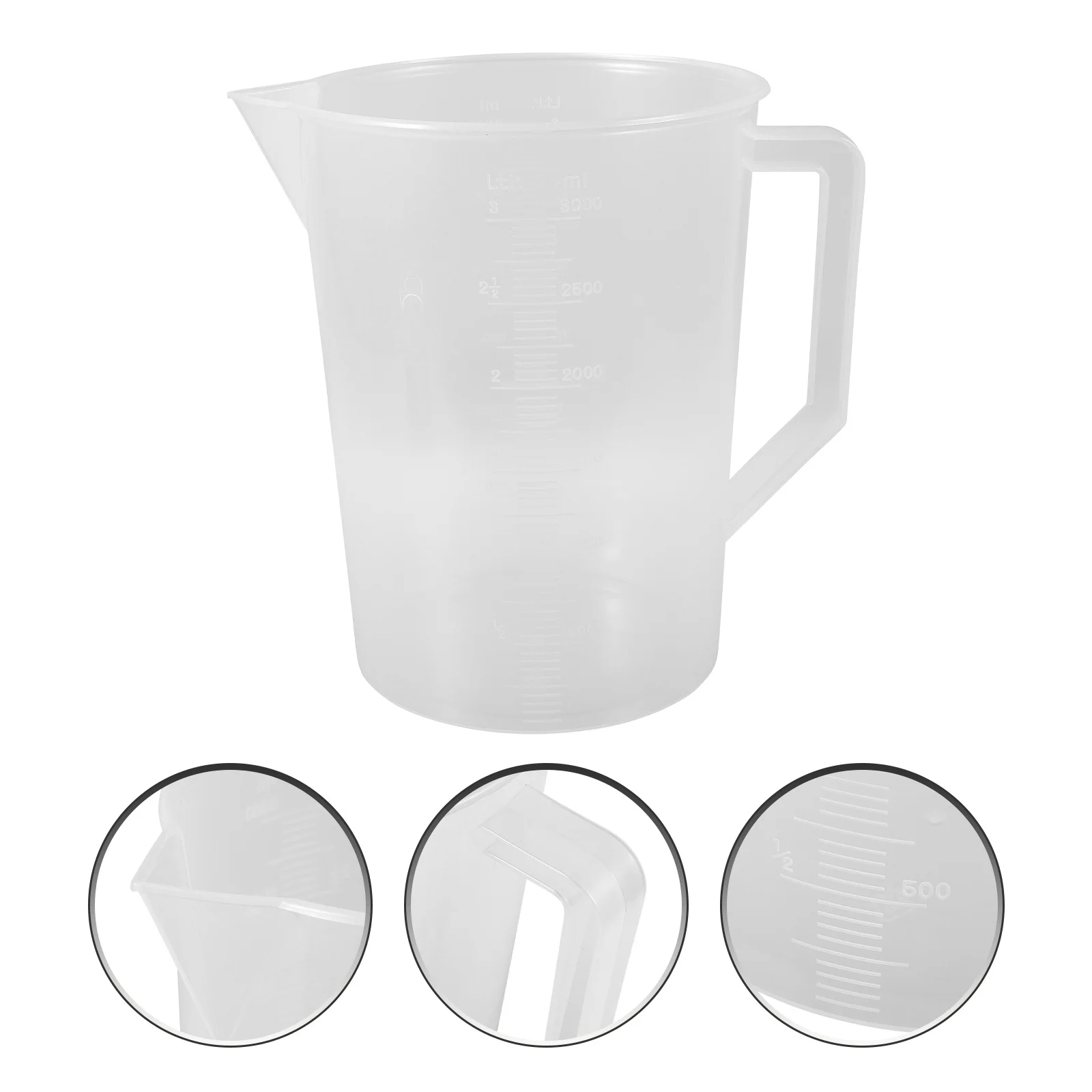 

3000 мл пластиковый градуированный кувшин большой емкости с широким горлышком, мерный стакан, дозатор жидкости, лабораторный инструмент, прочный