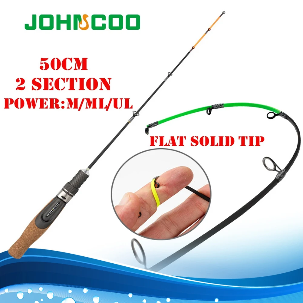 Portable High Visibility Ice Rod 1 Tip 50cm Travel Ice Fishing Rod with Wood Handle for Walleye Perch Crappie Pike Trout M/ML/UL