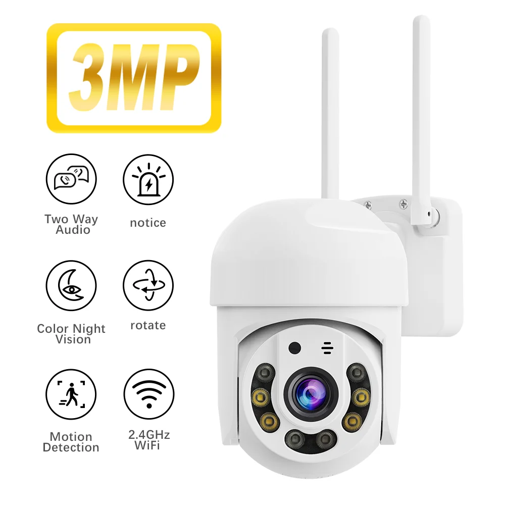 XVIM PZT 무선 Wifi 3MP 나이트 비전 보안 카메라 인간 감지 양방향 오디오 야외 전자 감시 카메라