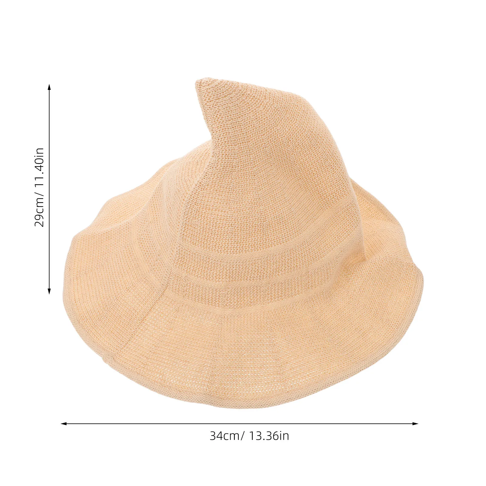 قبعة ساحرة محبوكة باللون البيج: إكسسوار أزياء الهالوين من القطن الناعم للبالغين قبعة حفلات شتوية دافئة قبعة معالج كوسبلاي احتفالية