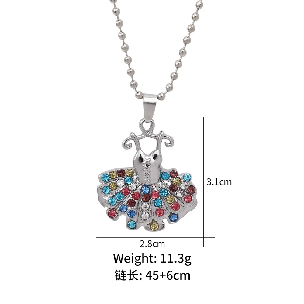 Dazzling Crystal Paved Dance Shoe Dress Design Necklace Full Colorful Rhinestone Pendant For Women Dancer Sexy Body