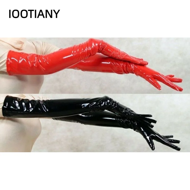 Sexy Wetlook Punk Rock Hip Hop Jazz Disco Dance Gloves Leather Skinny Long Glove Shiny Metallic Mittens Cosplay Accessory