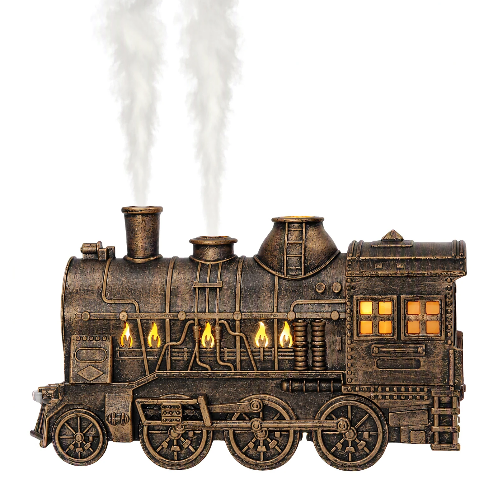 Retro Steam Train Ultrasonic Diffuser Humidifier 300ml Dual LED Mood Light 2H/8H Timer Auto Shut-Off 8W Quiet