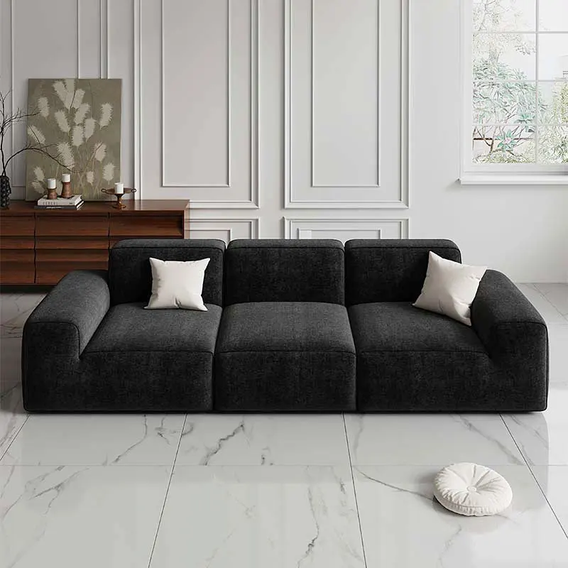 Frameless Tofu Block Sofa, Wabi-Sabi Chenille Fabric with 5-Zone Support, Heavy-Duty & High-Density Foam, Minimalist Design