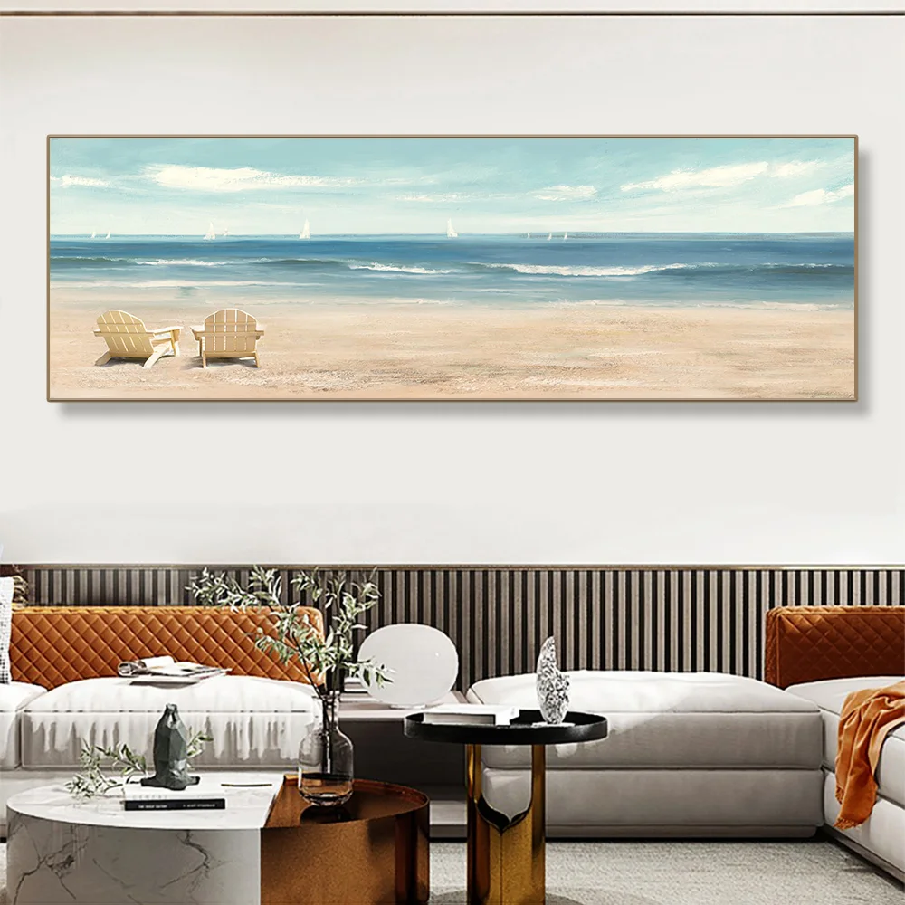 Nordic Abstract Seascape Oil Canvas Painting Sea Beach Posters And Prints Wall Art Pictures Living Room Home Decor No Frame
