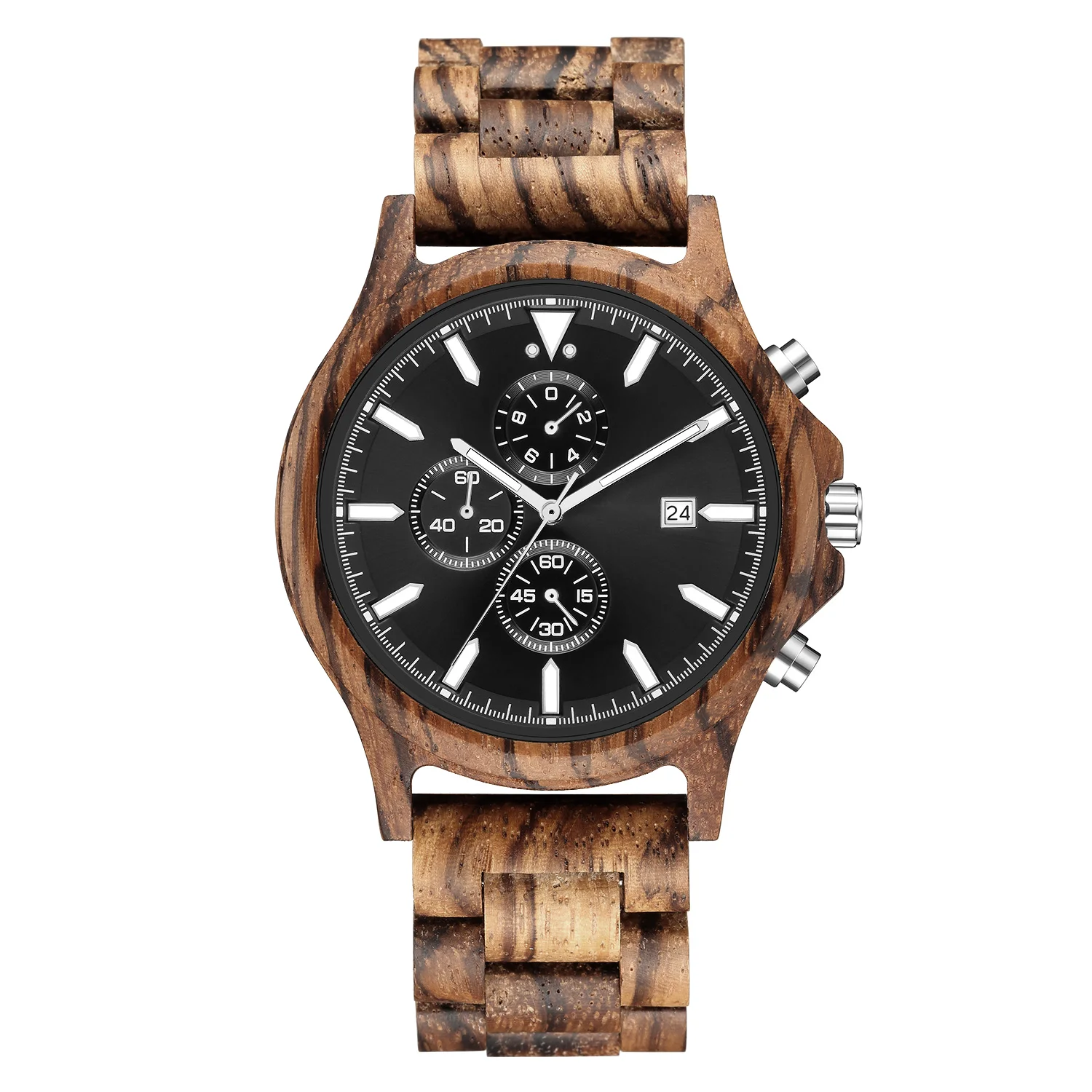 

KUNHUANG New Men's Watch Fashion Luxury Quartz Watch Multifunctional Wooden Watch Fashion Sports Wooden Watch Gift Box