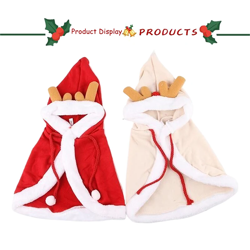 Funny Cat Christmas Costume Santa Cosplay Pet Cloak Christmas Cape With Hat Pet Accessories Festival Dress Up Props Decor