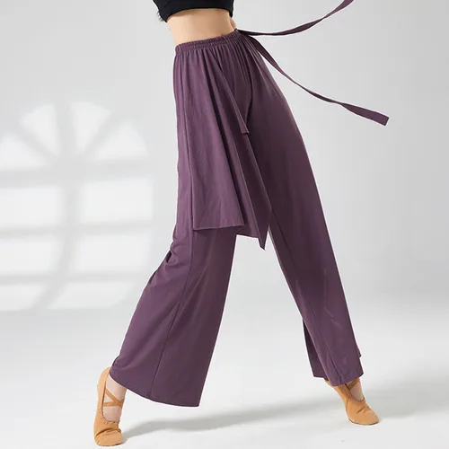Imagen 2 del producto Pantalones de reina de gasa sueltos, pantalones de pierna ancha para danza clásica, vestido de entrenamiento de danza moderna, vestido de actuación para adultos, pantalones de baile de entrenamiento