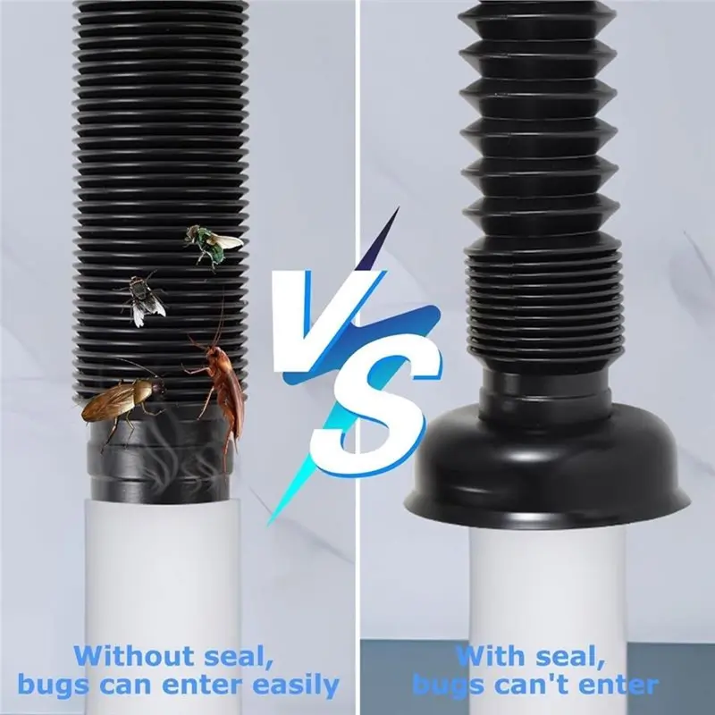 A27F-Flexible Expandable P-Trap Sink Drain Pipe Tube With Bathroom Sink Drain Kit Anti-Odor Pipe System