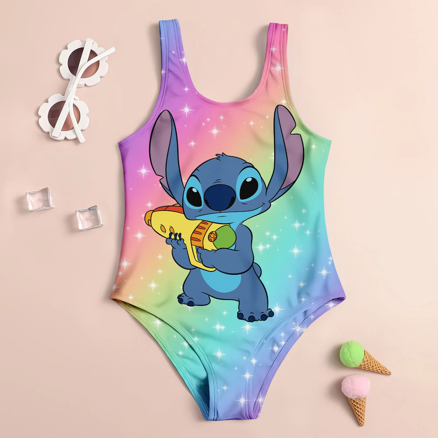 Vacation Baby Swimwear Girl Beach Cute Children\'s Swimsuit Summer 2024 Stitch Party Girls Bathing Suit Bikini Girls\' Kids Tops