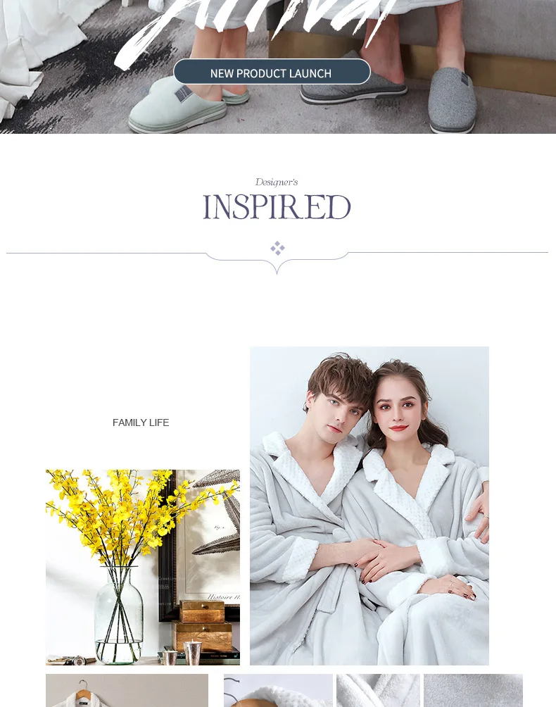 Herren Plüsch-Flanell Bademantel Fleece Kimono-Stil Langer Bademantel mit Waffelbesatz-Kragen und Bindegürtel Gemütliche Lounge-Schlafbekleidung Winter-Robe – Detail 3
