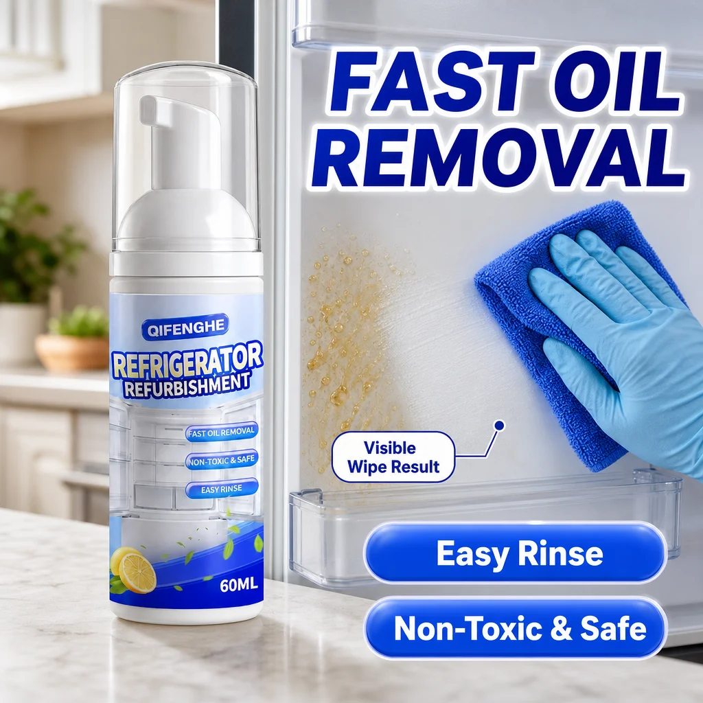 Refrigerator Surface Cleaner 60ml Fridge Cleaning Foam Fast Oil Removal Grease Cleaner Easy Rinse Kitchen Appliance Surface Care