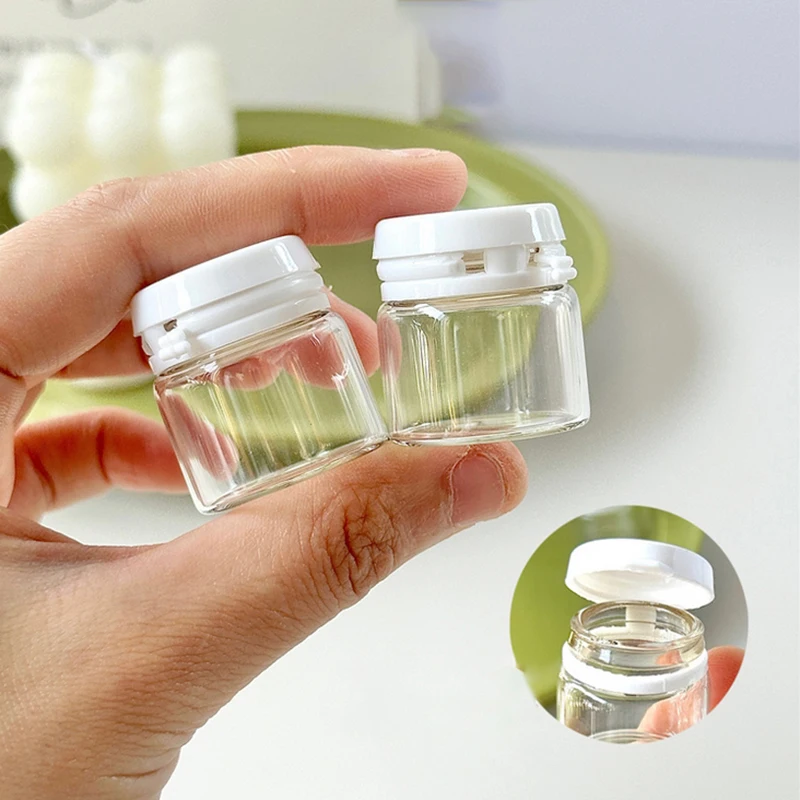 3/6/10Pcs Cosmetic Jars Travel Glass Containers Clear Buttercream Bottles With Lids & Inner Plug Mini Refillable Boxes【AliS8】