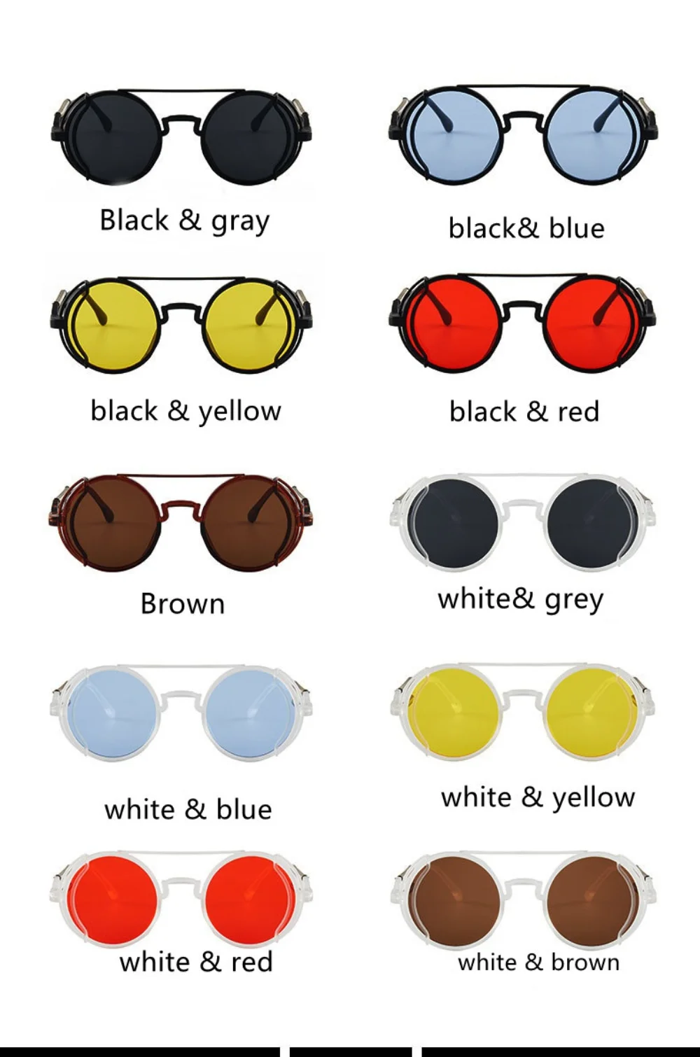 Lunettes de soleil UV400 pour hommes et femmes, verres colorés de haute qualité, monture métallique ronde rétro