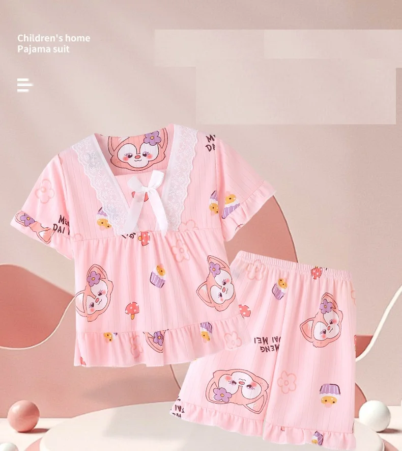 Kinder-Klimakleidungsset Mädchen-Pyjamas Schlafanzug Bademantel Mutter-Kind-Set – Detail 2