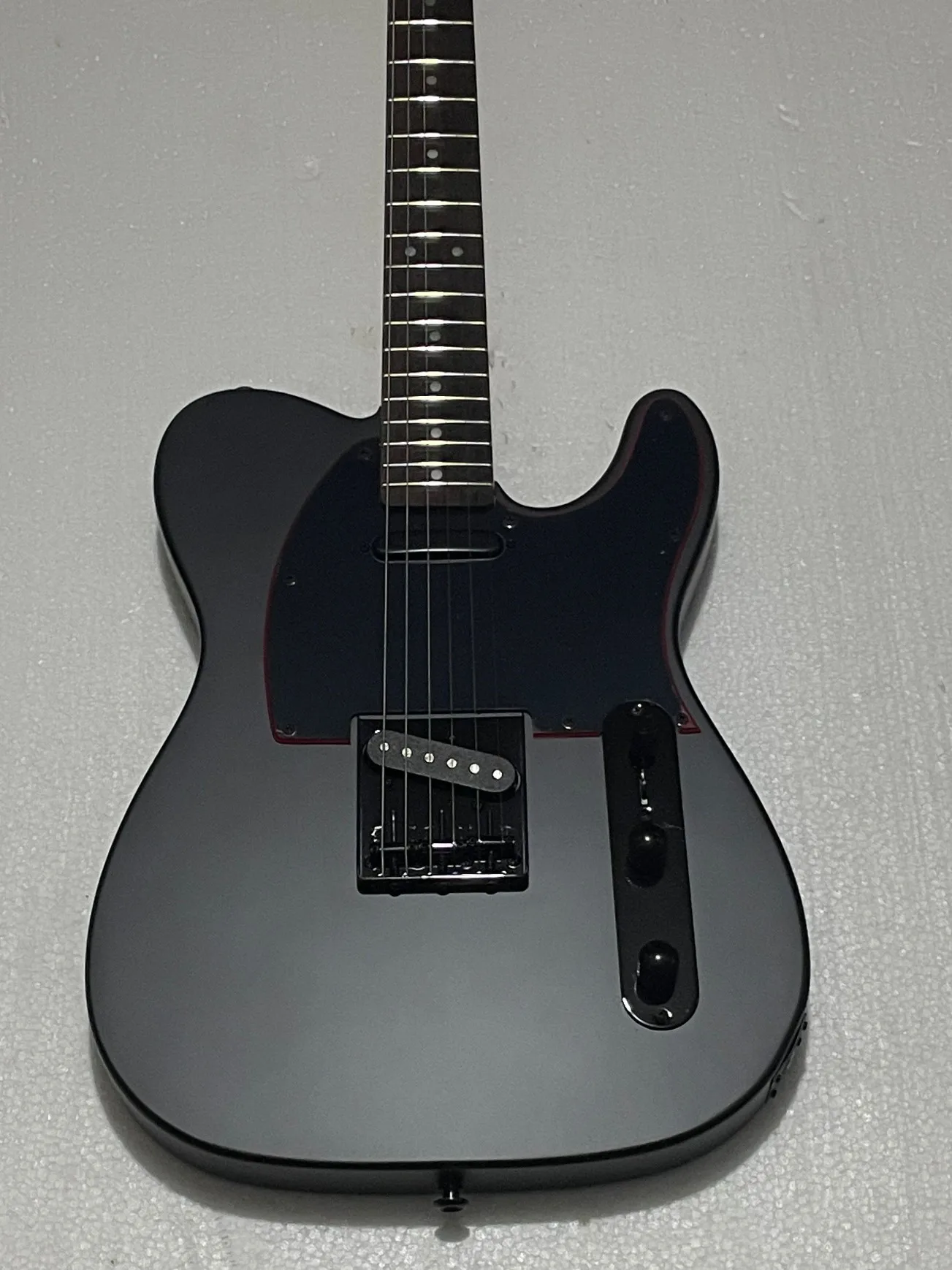 New!!!!! Matte Black Color, Tele Electric Guitar, Solid Alder Body ,Rosewood Fretboard, Red Edge Black pick guard ,