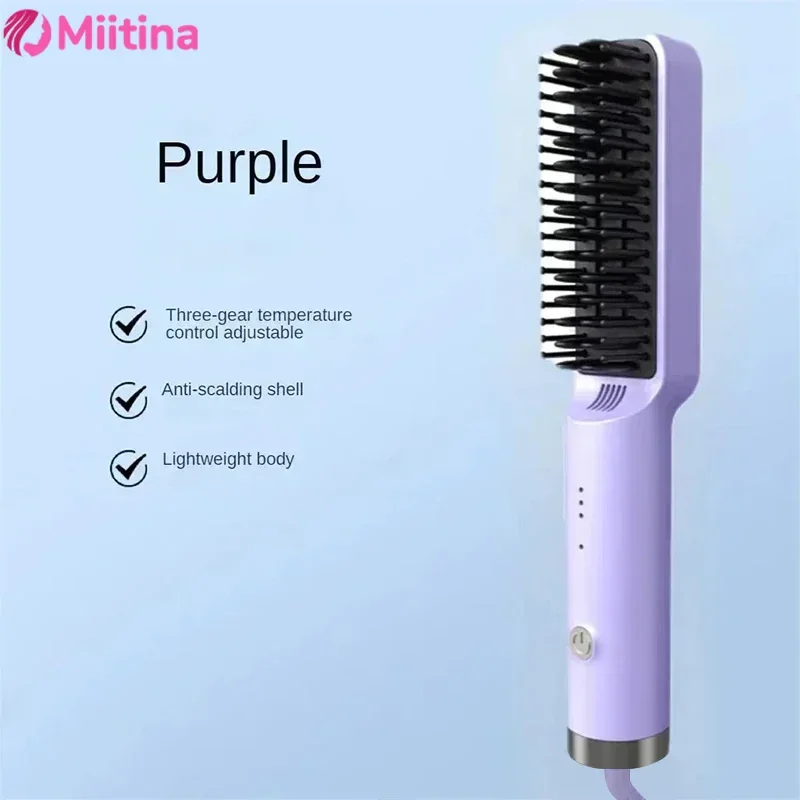 Portable Negative Ion Straight Hair Comb with Inner Buckle Outward Facing Straight Hair Board Clip Straight Hair Comb Hot Comb