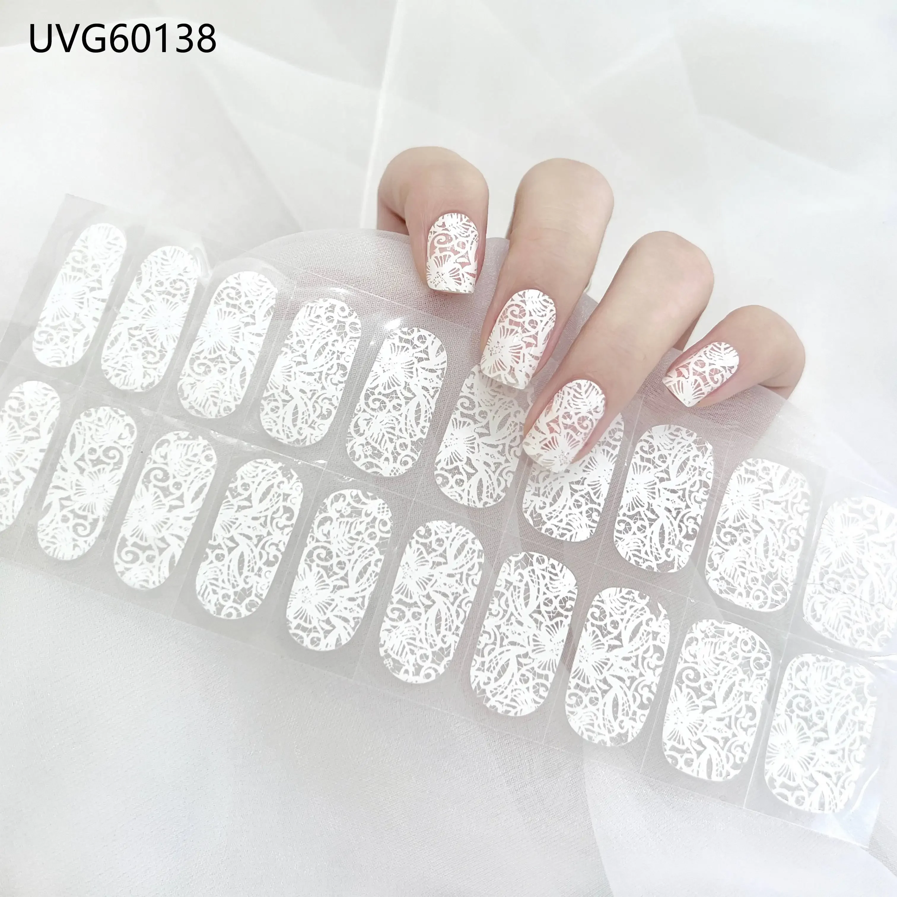 22Tips UV Semi-cured Gel Nail Wraps Press on Nail Gold Foil Stickers The Headlight Becomes Hard and Fully Covers The Nail Patch