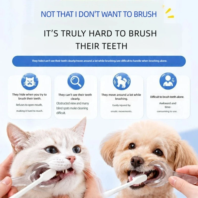 E28F 6lots Dog Dental Mouth Opener Set, Clear Pet Tooth Brushing Helper for Routine Household Tooth Brushing and Inspection