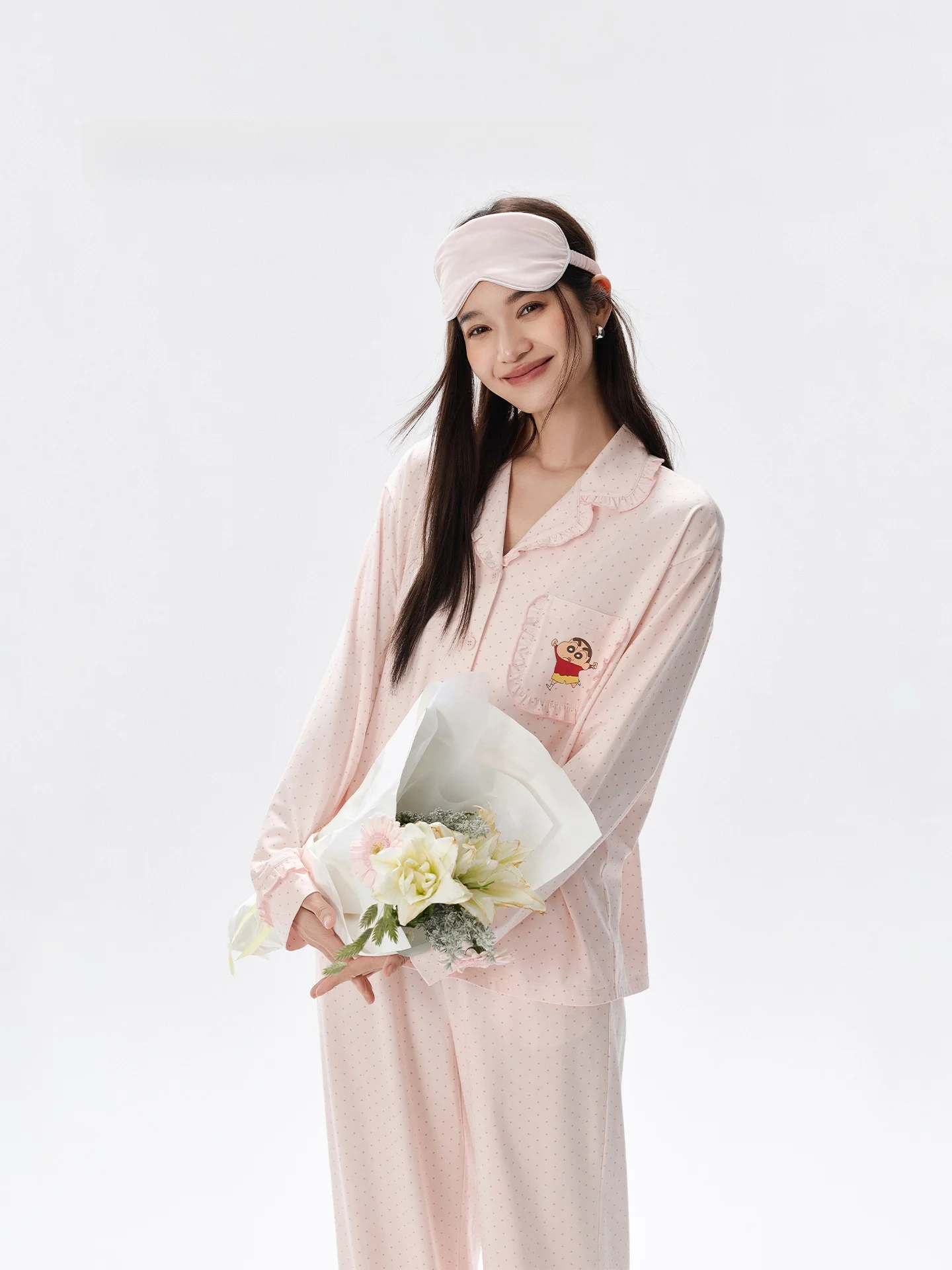 pigiama-kiss-in-modal-e-cotone-set-di-abbigliamento-da-casa-a-maniche-lunghe-completo-primaverile-da-donna-con-motivo-a-pois-morbido-traspirante-e-confortevole