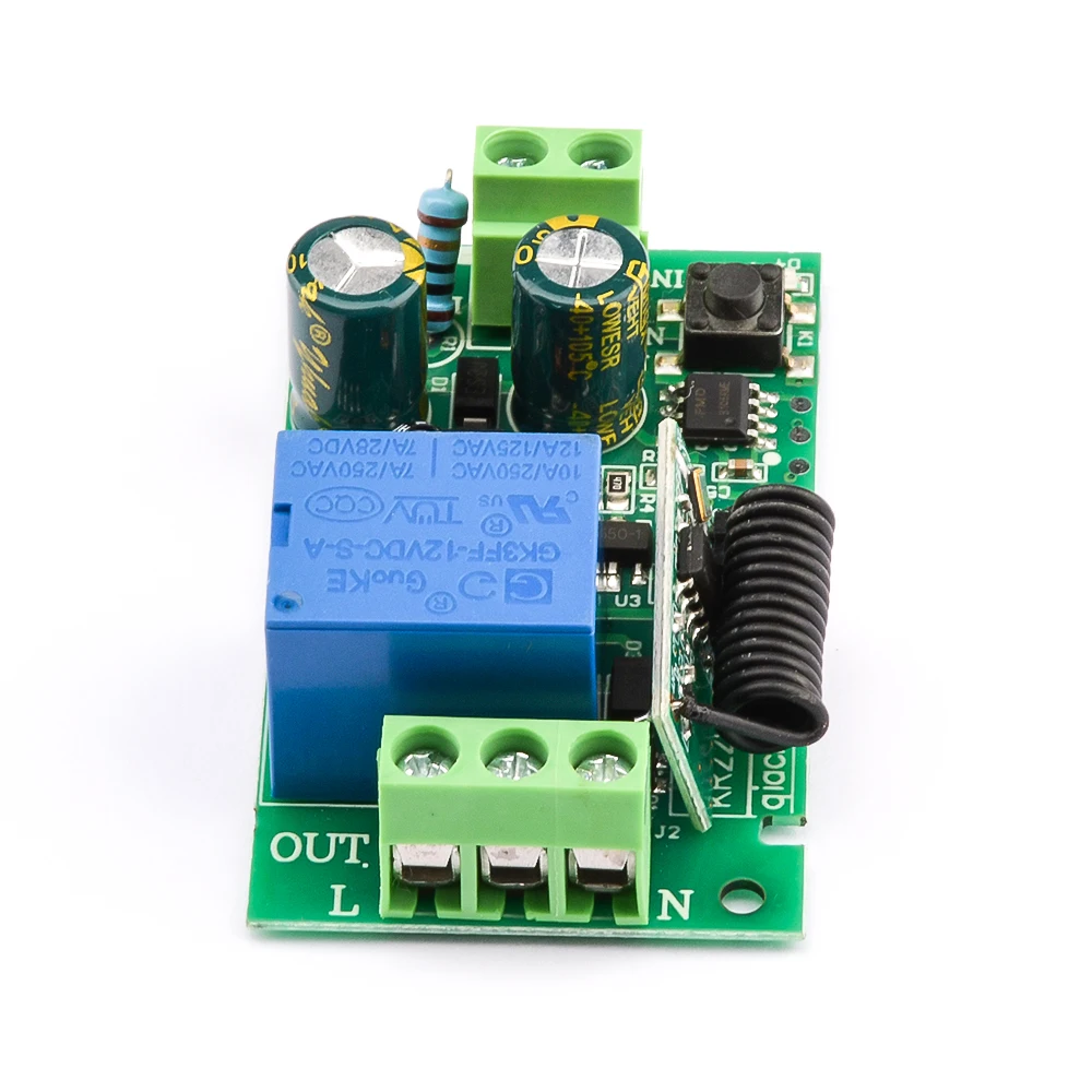 DC220V 433Mhz Draadloze Rf Afstandsbediening Schakelaar Leren Dc Draadloze Controle Module Relais Ontvangst Module