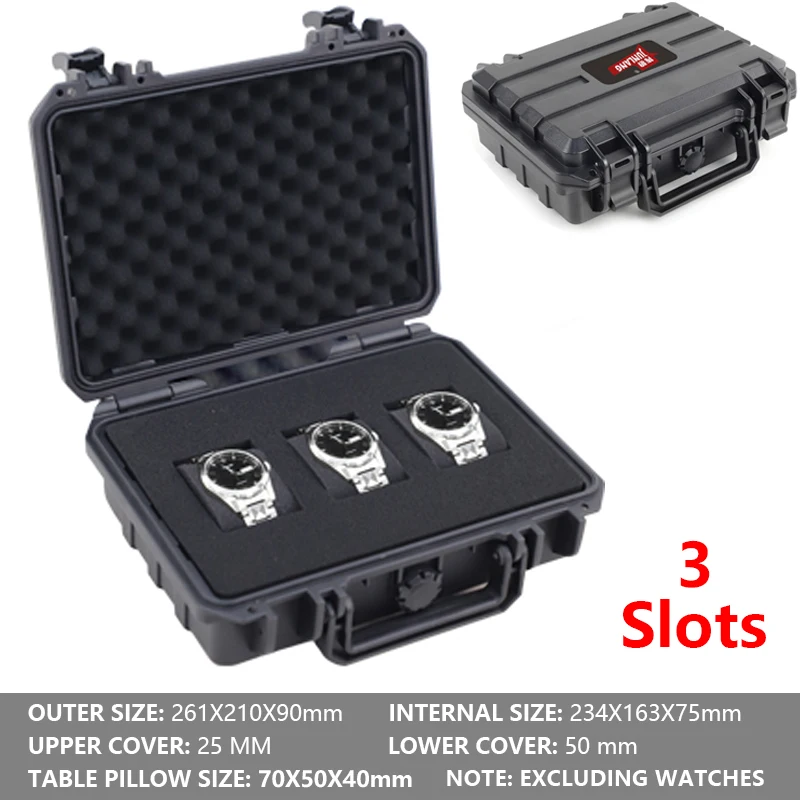 3/4Grid Waterproof Watch Storage Box Impact Resistant Case With Foam For Watches Safety Equipment Storage Case Portable Toolbox