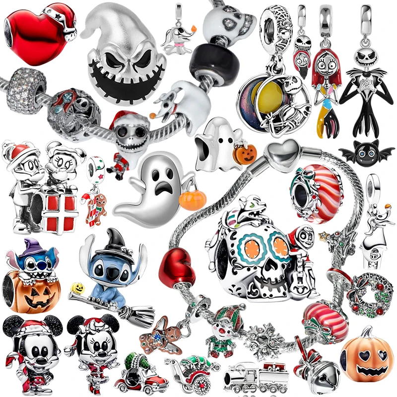 The Nightmare Before Christmas Halloween Charm Beads Pendant Fit Original Bracelet Necklace Beads For Diy Jewelry Women Gift