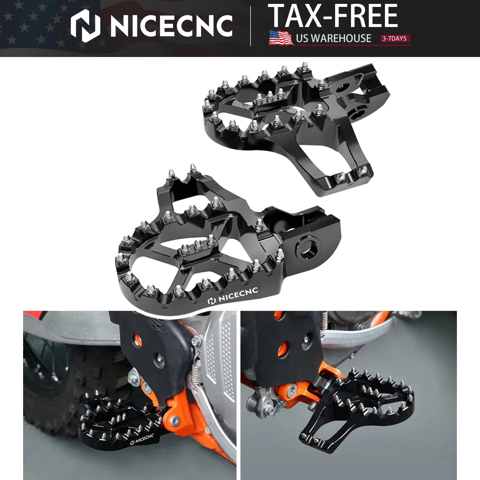 

NICECNC For KTM EXC 300 EXC-F 350 SX 125 SXF 450 Husqvarna TE 300 2017-2023 GasGas EC 300 2021-2023 Extender Footrest Foot Pegs