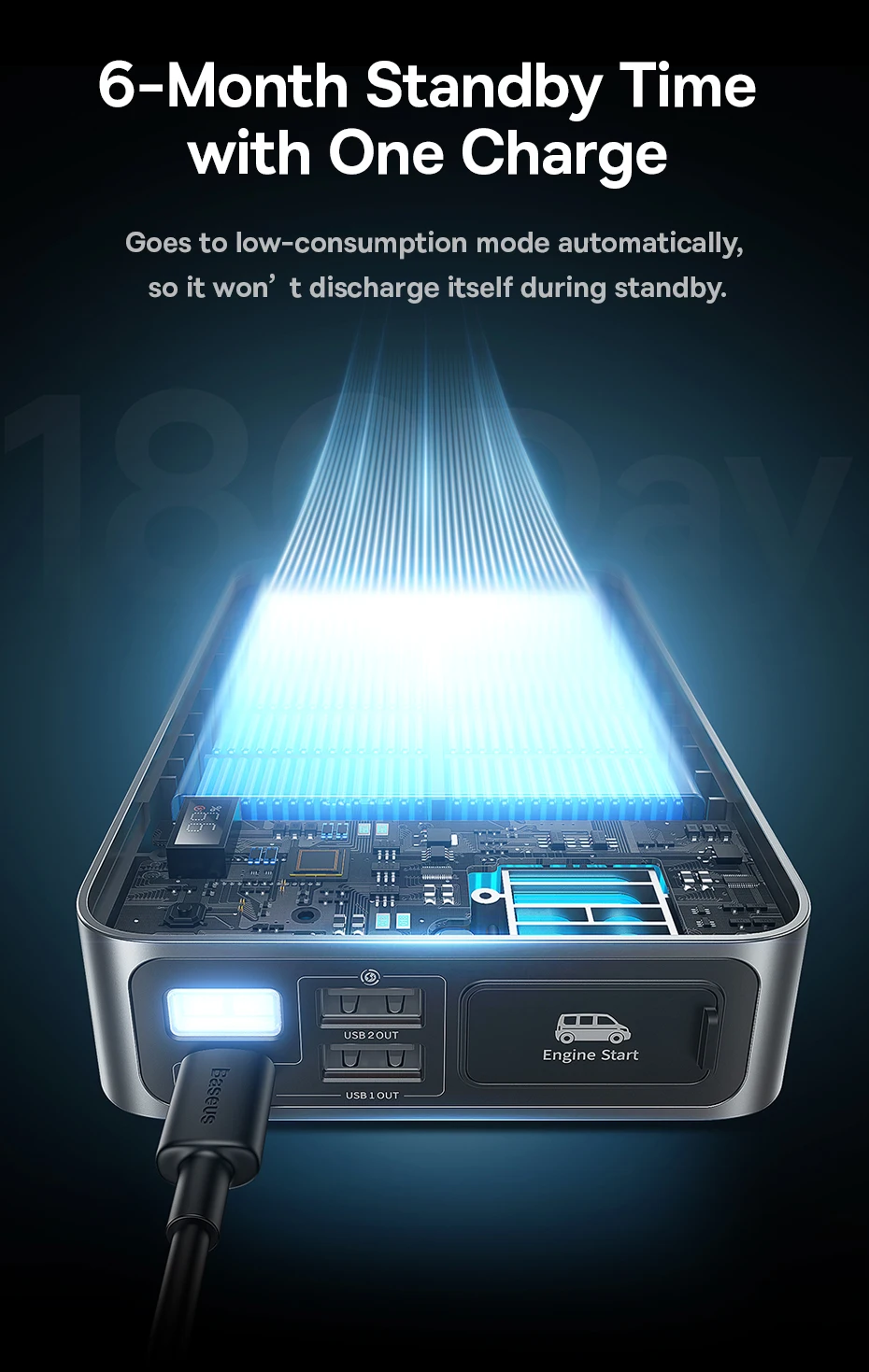 Baseus 1200A Auto Starthilfe Power Bank 12000 mAh Auto Batterie Booster für Diesel Benzin Auto Notstartgerät – Detail 11