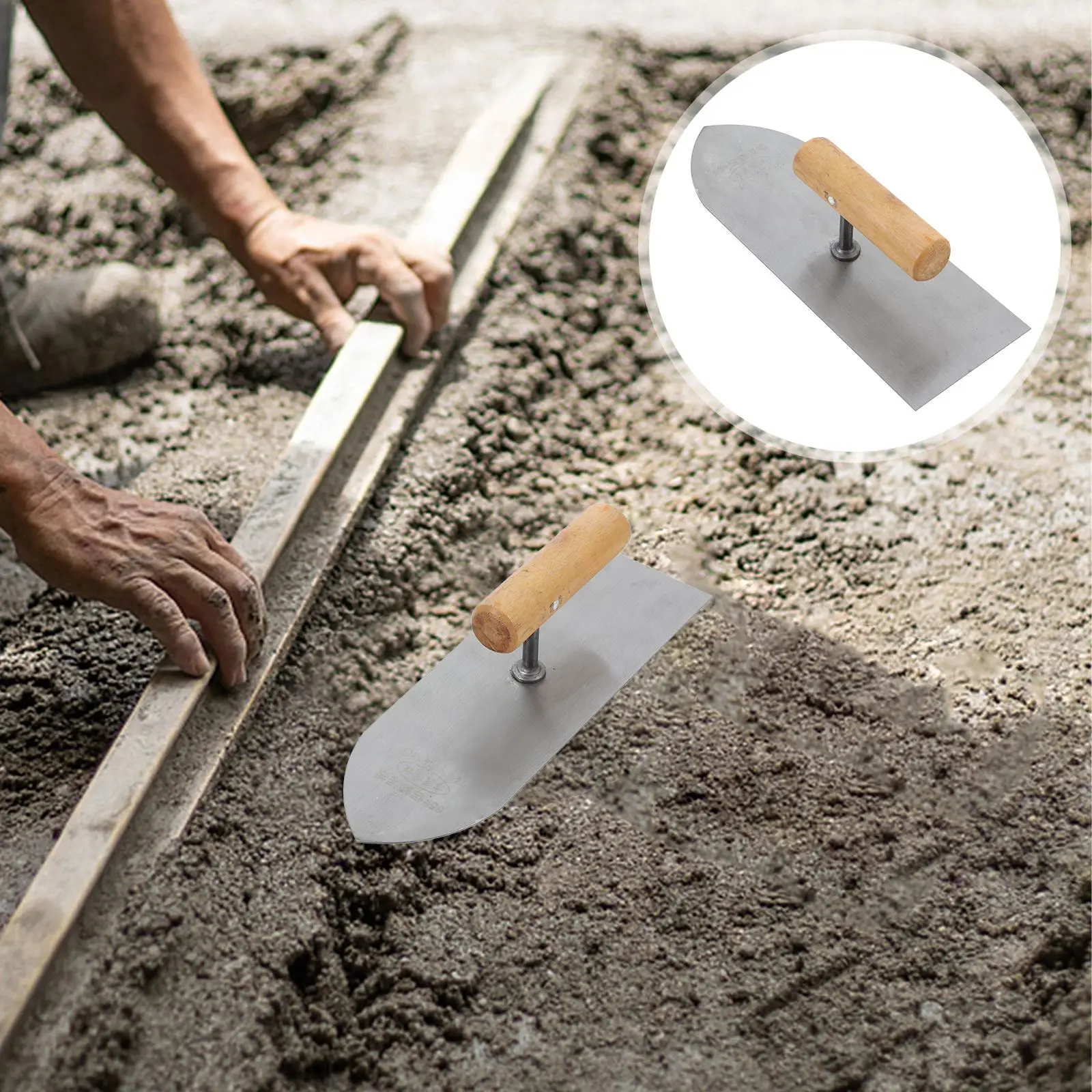 Drywall Trowel Hand Concrete Trowel Wood Handle Plastering Trowel For Flooring Finishing Scraping Grouting Drywall Construction