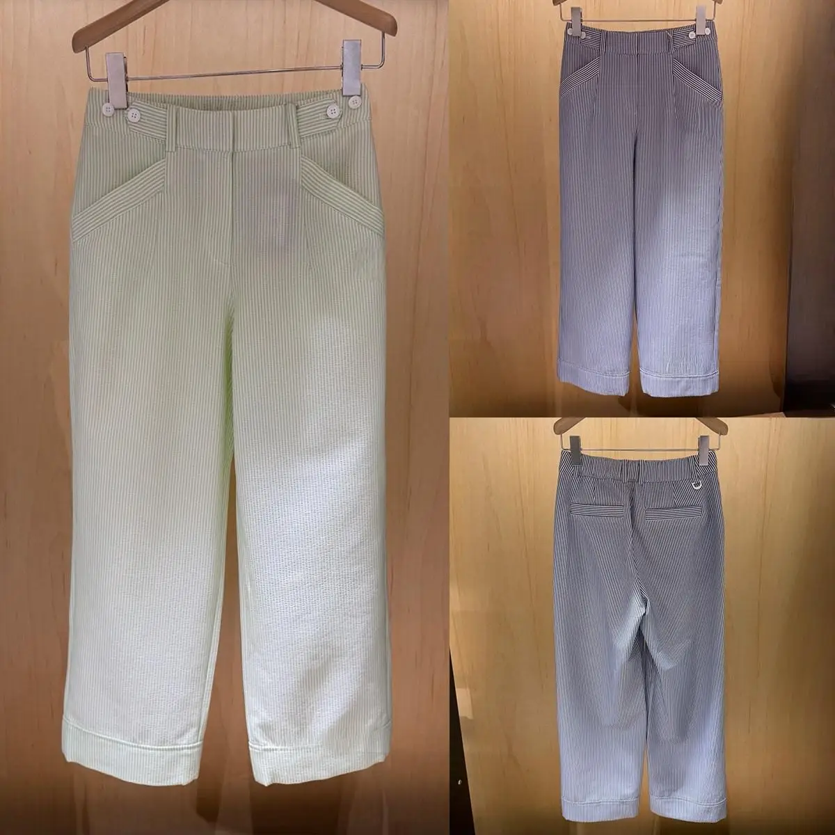 Women Cool Breathable Wide Leg Trousers 2026 Summer Thin Sand Feel Tiny Vertical Stripes Loose Casual Long Pants