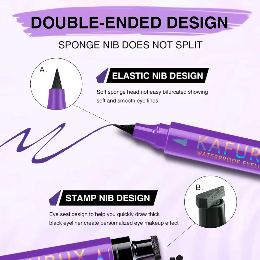 3 colori 2 IN 1 sigillo timbro penna eyeliner impermeabile nero viola blu liquido eye liner matita occhi trucco coreano regali cosmetici