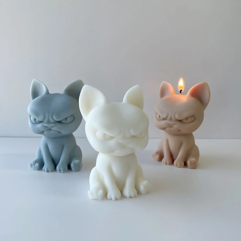 Molde silicona Angry Dog para jabones, fabricación velas para cumpleaños, aniversarios 55KA