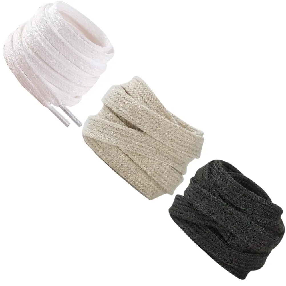 3 Pairs Shoe Laces for Sneakers Shoelace Tie Shoes Cotton Boot Double Layer Flat Shoelaces