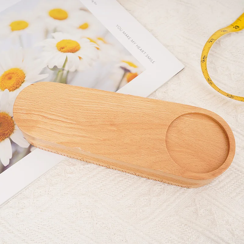 Beech Wood Ironing Pressing Bar with Pin Cushion, Handheld Crease Presser for Sewing Mending Fabric Smoothing Tool